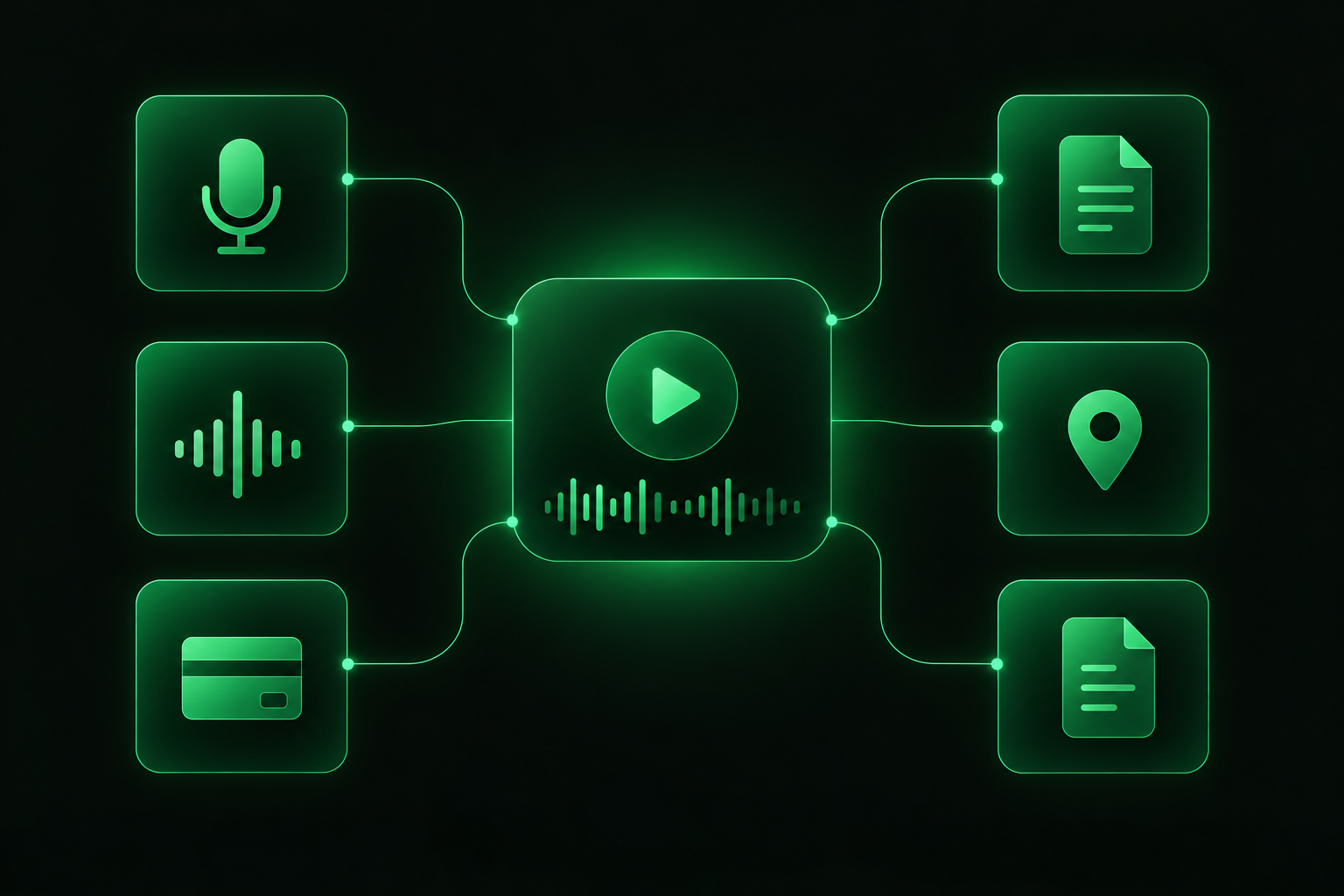 Six app tiles connected to one lecture recording, illustrating a side-by-side comparison of AI note takers